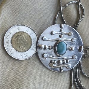 ARICCI Sterling silver 980 and larimar heavy necklace
